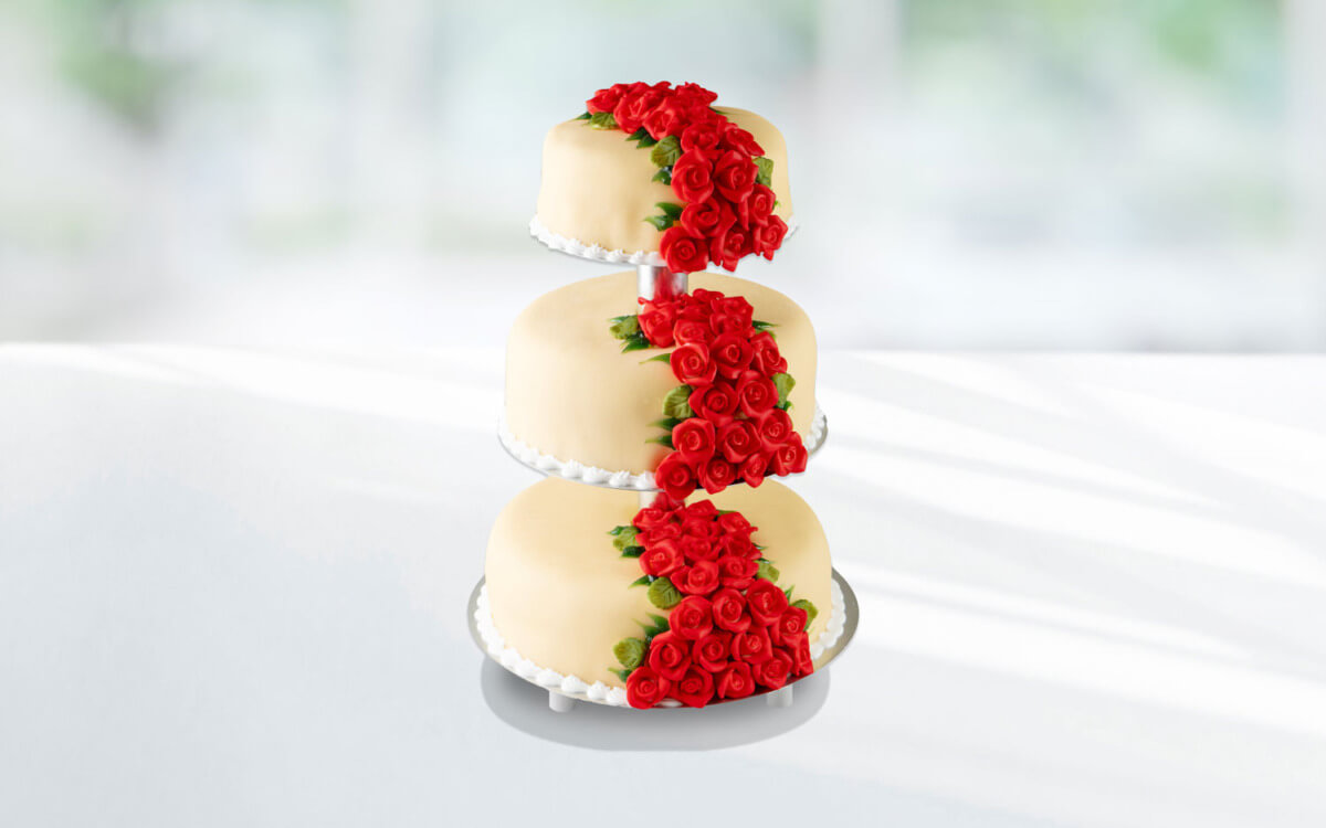 Bryllupskake med 3 etasjer